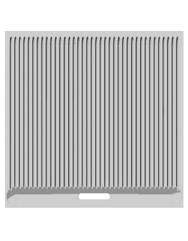 Fry top elettrico trifase-6kw da banco, piastra doppia rigata cromata cm 55,5X55, r. temp. 50 a 300 °C - dim. cm 60x65x29h