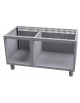 Base neutra a giorno per uso professionale in acciaio inox CrNi 18/10 AISI 304, cm 100x 53,5x 58h