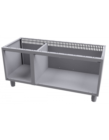 Base neutra a giorno per uso professionale in acciaio inox CrNi 18/10 AISI 304, cm 120x 53,5x 58h