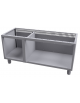 Base neutra a giorno per uso professionale in acciaio inox CrNi 18/10 AISI 304, cm 120x 53,5x 58h