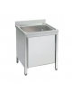 Lavatoio lavello inox armadiato 1 vasca con anta a battente - Dimensioni cm 80x70x85/90h