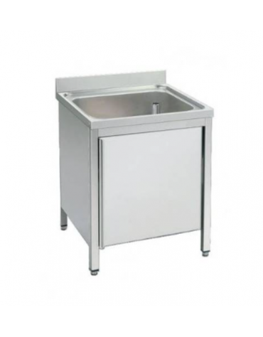 Lavatoio inox armadiato 1 vasca Dimensioni cm.60x60x85/90h