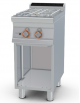 Piano di cottura ad acqua a gas, 2 fuochi su mobile a giorno, rubinetto carico acqua, sfioratore - cm 40x70,5x90h