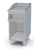 Fry top elettrico trifase-5,55kw su mobile a giorno piastra singola rigata - dim. 40x70,5x90h