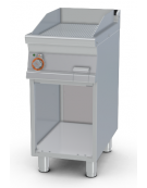 Fry top elettrico trifase-5,55kw su mobile a giorno piastra singola rigata cromata - dim. 40x70,5x90h