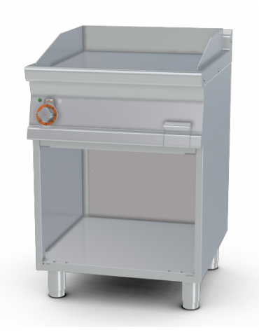 Fry top elettrico trifase-7,4kw su mobile a giorno piastra liscia cromata - dim. 60x70,5x90h