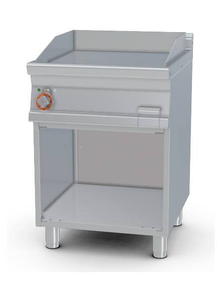 Fry top elettrico trifase-7,4kw su mobile a giorno piastra liscia cromata - dim. 60x70,5x90h
