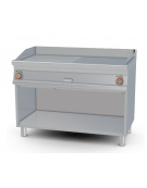 Fry top elettrico trifase-14,8kw su mobile a giorno piastra 1/2 liscia, 1/2 rigata cromata cm 116x51 - dim. 120x70,5x90h