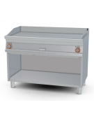 Fry top elettrico trifase-14,8kw su mobile a giorno piastra doppia rigata cromata cm 116x51 - dim. 120x70,5x90h