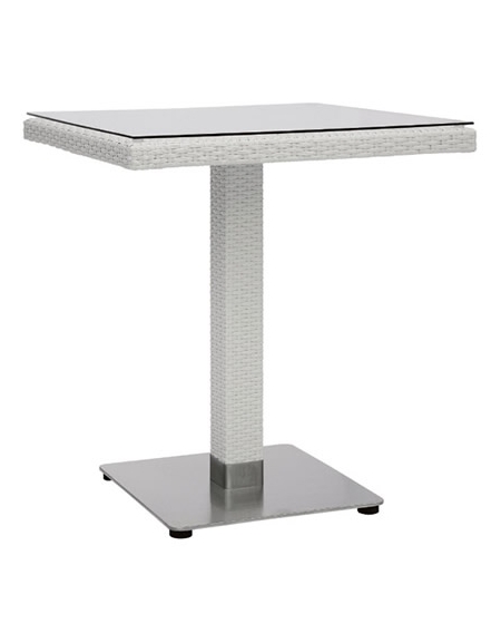 Tavolo in alluminio, polietilene e vetro 70x70x75h Square