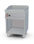 Fry top a gas su mobile a giorno10,5 kw, piastra doppia rigata - piastra cm 56x51  - dim. 60x70,5x90h