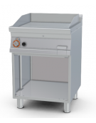 Fry top a gas su mobile a giorno10,5 kw, piastra doppia rigata cromata - piastra cm 56x51  - dim. 60x70,5x90h