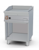 Fry top a gas su mobile a giorno10,5 kw, piastra doppia rigata cromata - piastra cm 56x51  - dim. 60x70,5x90h