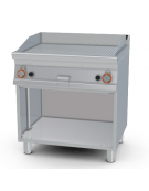 Fry top a gas su mobile a giorno14 kw, piastra doppia rigata - piastra cm 76x51  - dim. cm 80x70,5x90h
