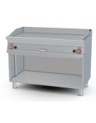 Fry top a gas su mobile a giorno 21kw, piastra doppia rigata - piastra cm 116x51  - dim. 120x70,5x90h
