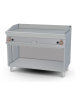 Fry top a gas su mobile a giorno 21kw, piastra doppia rigata cromata - piastra cm 116x51  - dim. cm 120x70,5x90h