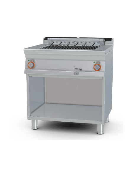 Griglia elett. su mobile a giorno - 8,16kw, griglia doppia cm 55x43 ribaltabile, cottura diretta su resistenza - cm 80x70,5x90h