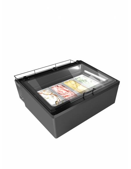 Espositore da banco per gelato 4 vaschette mm 1255x525x360h