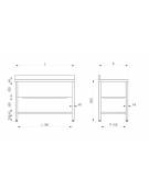 Lavapentole lavatoio inox gambe tonde - 1 vascone con ripiano inferiore - Dimensioni cm 200x60x85/90h