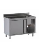 Lavapentole lavatoio inox armadiato - 1 vascone con ante scorrevoli -  Dimensioni cm 100x60x85/90h
