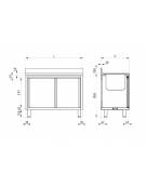 Lavapentole lavatoio inox armadiato - 1 vascone con ante scorrevoli - Dimensioni cm 180x60x85/90h