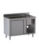 Lavapentole lavatoio inox armadiato - 1 vascone con ante scorrevoli - Dimensioni cm 160x70x85/90h