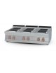 Piano di cottura da banco in acciaio inox CrNi 18/10 AISI 304 trifase-15,6kw, 6 piastre quadre - cm 120x70,5x28h
