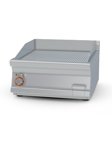 Fry top elettrico trifase-7,4kw da banco, piastra rigata cm 56x51, r. temp. 50 a 300 °C - dim. 60x70,5x28h