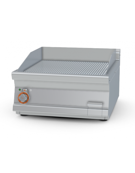 Fry top elettrico trifase-7,4kw da banco, piastra rigata cm 56x51, r. temp. 50 a 300 °C - dim. 60x70,5x28h