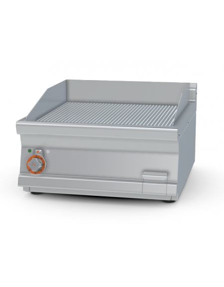 Fry top elettrico trifase-7,4kw da banco, piastra rigata cm 56x51, r. temp. 50 a 300 °C - dim. 60x70,5x28h