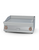 Fry top elettrico trifase-11,1kw da banco, piastra doppia rigata cromata cm 76x51, r. temp. 50 a 300 °C - dim. 80x70,5x28h