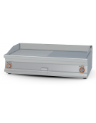 Fry top elettrico trifase-14,8kw da banco, piastra cromata 1/2 liscia, 1/2 rigata cm 116x51, da 50 a 300 °C - dim. 120x70,5x28h