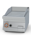 Fry top a gas da banco, 7kw, piastra rigata,  superficie di cottura cm 36x51 - cm 40x70,5x28h