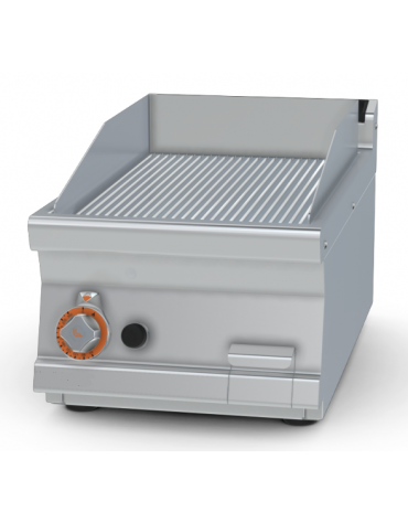 Fry top a gas da banco, 7kw, piastra rigata cromata,  superficie di cottura cm 36x51 - cm 40x70,5x28h