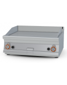 Fry top a gas da banco, 14kw, piastra doppia rigata, superficie di cottura cm 76x51 - cm 80x70,5x28h
