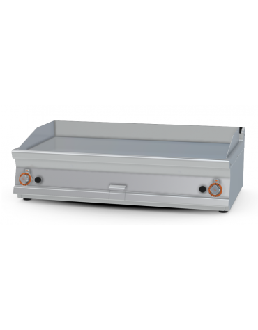 Fry top a gas da banco, 21kw, piastra doppia liscia cromata, superficie di cottura cm 116x51 - cm 120x70,5x28h