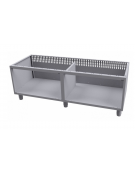 Base neutra a giorno in acciaio inox CrNi 18/10 AISI 304 portine non incluse, cm 160x59,5x57h