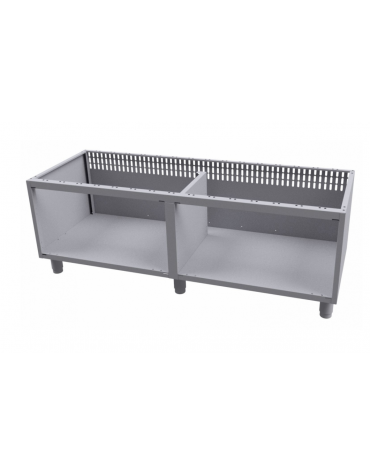 Base neutra a giorno in acciaio inox CrNi 18/10 AISI 304 portine non incluse, cm 160x59,5x57h