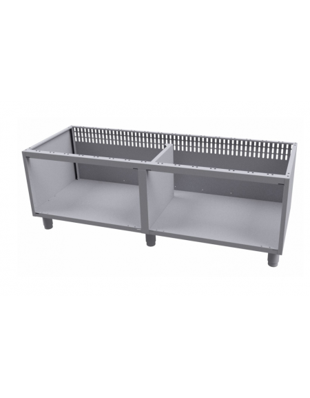 Base neutra a giorno in acciaio inox CrNi 18/10 AISI 304 portine non incluse, cm 160x59,5x57h