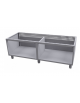 Base neutra a giorno in acciaio inox CrNi 18/10 AISI 304 portine non incluse, cm 160x59,5x57h