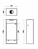 Cestino portarifiuti rettangolare, in acciaio zincato e verniciato - cm 45x29x100h