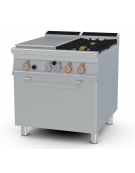 TUTTA PIASTRA + 2 FUOCHI SU FORNO GAS STATICO CM. 67X73X34H - PIASTRA CM. 37X73 - CM. 80X90X90H