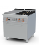 TUTTA PIASTRA + 2 FUOCHI SU FORNO ELETTRICO STATICO CM. 67X73X34H - PIASTRA CM. 37X73. CM. 80X90X90H.