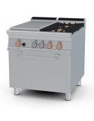 TUTTA PIASTRA + 2 FUOCHI SU FORNO ELETTRICO VENTILATO CM. 55X36X34H - PIASTRA CM. 37X73 - CM. 80X90X90H.