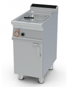 Friggitrice a gas su mobile - 1 vasca cm 31X34X42h con bruciatori esterni,  filtro e coperchio - 18Lt. - cm 40x70,5x90h