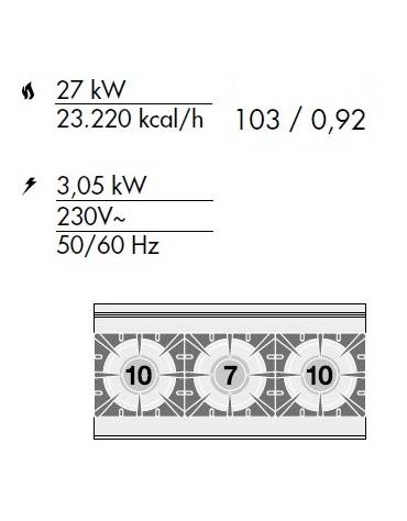 Cucina a gas 3 fuochi su forno a elettrico multifunzione, porta cieca inox, camera cm64x37x35h, 1 vano con porta - cm 120x60x90h
