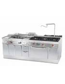 Cucina a gas 3 fuochi su forno a elettrico multifunzione, porta cieca inox, camera cm64x37x35h, 1 vano con porta - cm 120x60x90h