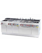 Friggitrice a gas su mobile - 1 vasca cm 31X34X42h con bruciatori esterni,  filtro e coperchio - 18Lt. - cm 40x70,5x90h