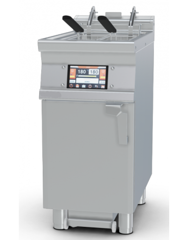 Friggitrice elettrica Touch 1 vasca da Lt 18 su mobile, con o senza Melting - 2 sollevatori cesti integrati - cm 40x70,5x90h