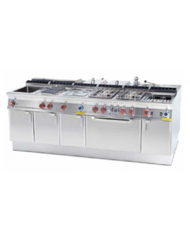Friggitrice elettrica Touch 2 vasche da Lt 18 su mobile, con o senza Melting - 2 pompe filtraggio olio a caldo - cm 80x70,5x90h